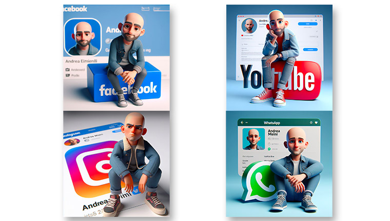 Esempi di immagini 3D per profili social create con l'IA