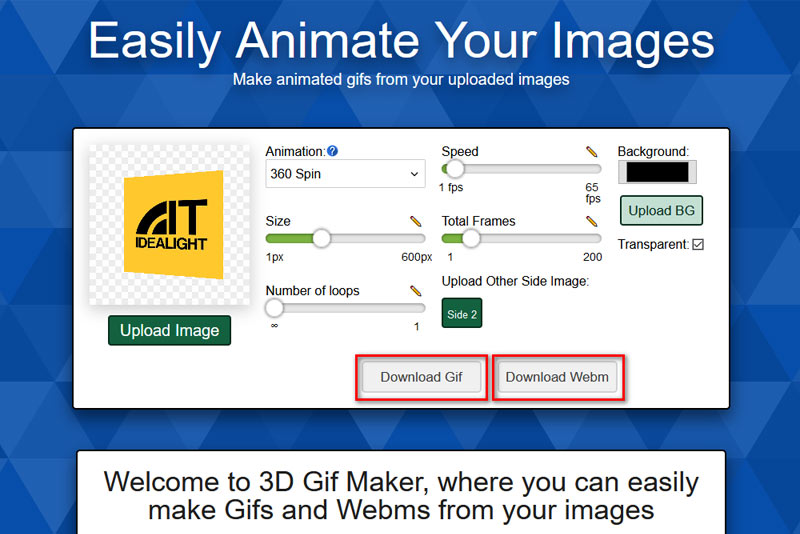 3dgifmaker esportazione