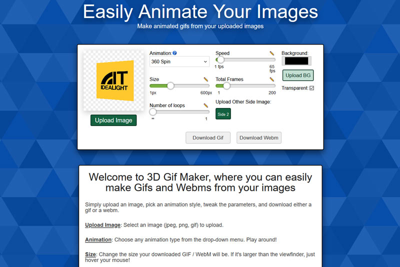 3dgifmaker.com è il sito per realizzare gif animate