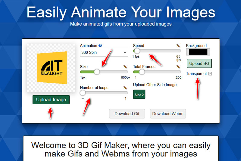 3dgifmaker impostazioni