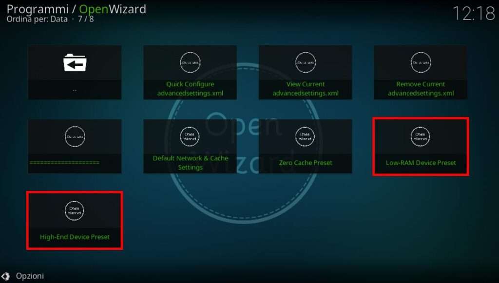 Open Wizard Kodi preset cache Open Wizard Kodi preset cache