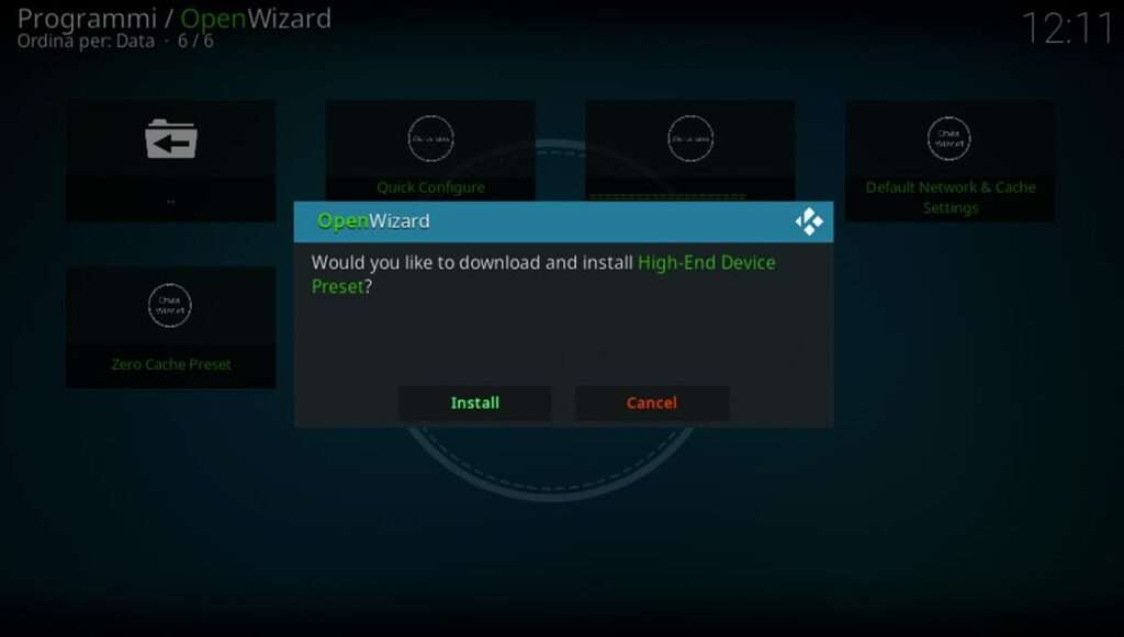 File preset per la cache con Open Wizard da installare File preset per la cache con Open Wizard da installare
