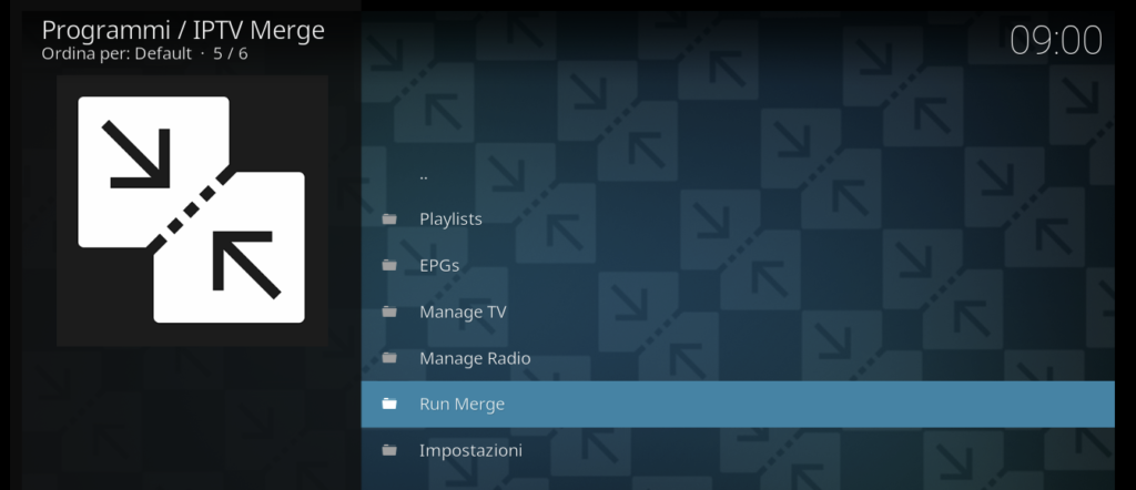 Run Merge avvia la tua lista IPTV