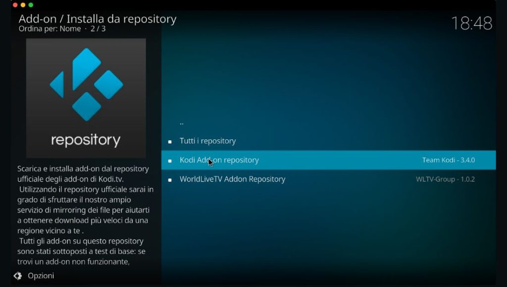 Kodi add-on repository ufficiali