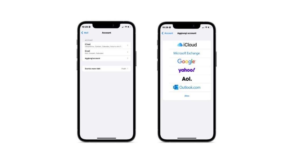 Aggiungere email su iPhone