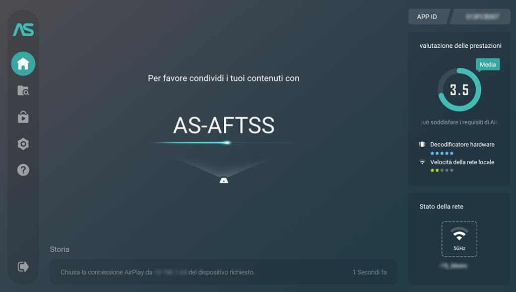 Schermata della home su AirScreen