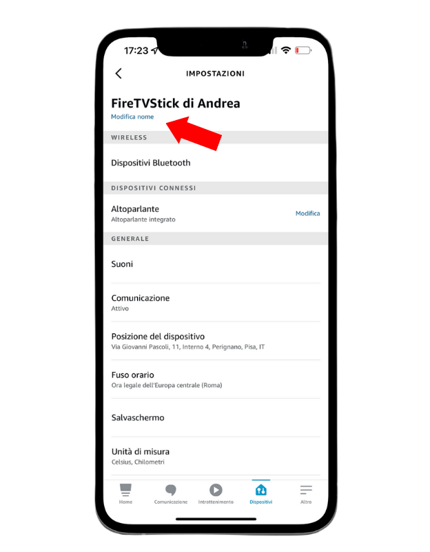 Funzione modifica nome su app Alexa. Funzione modifica nome su app Alexa.