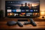 Confronto tra dispositivo Fire TV Stick e Android TV Box collegati a una smart TV per lo streaming domestico