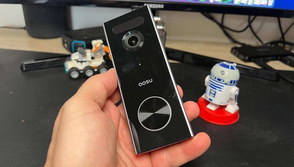Parte anteriore del video campanello Pulsante e videocamera del video dorbell Aosu