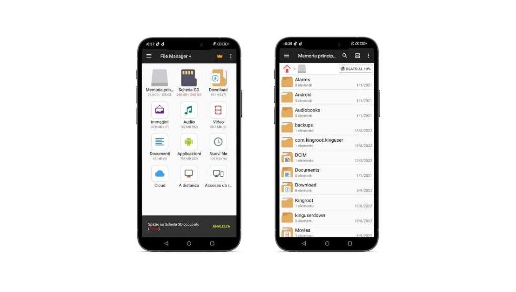 Schermate app File Manager