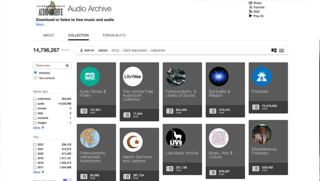 Sito Audio Archive.org