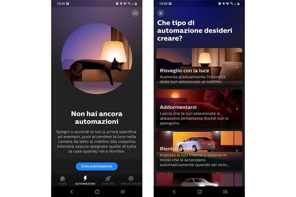 Sezione automazioni rinnovata in Philips Hue 4.0
