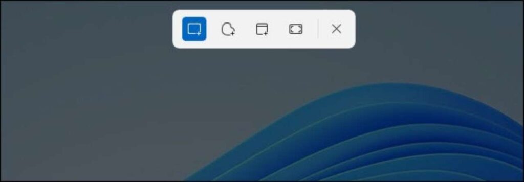 Barra strumenti cattura schermo su Windows 11.
