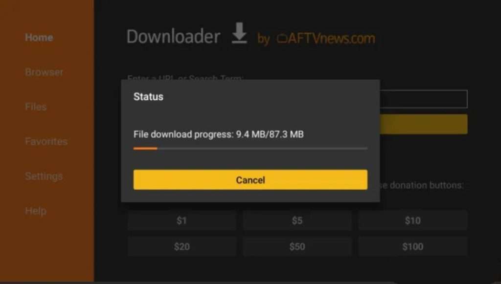 Processo di installazione di Blokada su Downloader Processo di installazione di Blokada su Downloader