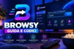 Logo Browsy e guida ai codici numerici per installare app su Google TV e Android TV.