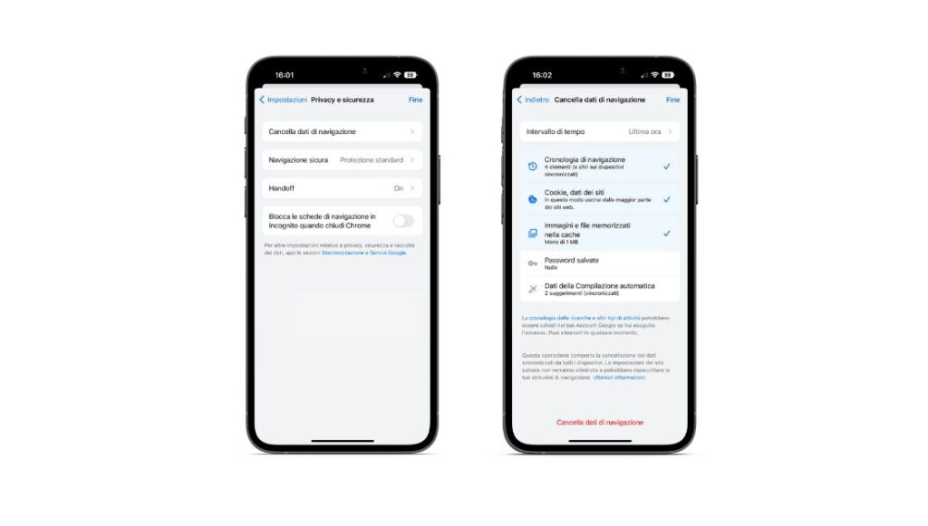 Cancellare cache da Chrome su smartphone