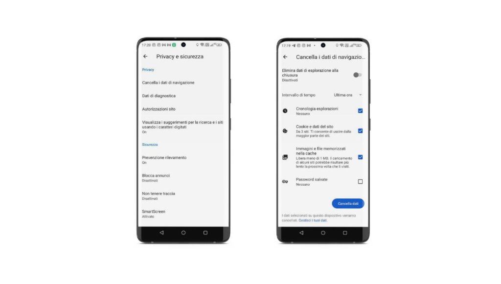 Cancellare cache da Edge su smartphone
