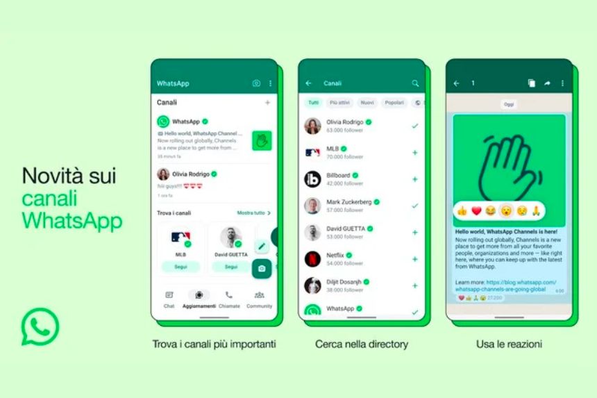 Ecco l'interfaccia dei nuovi canali WhatsApp