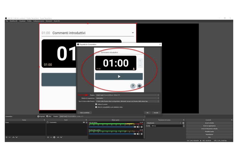 Proprietà della fonte di acquisizione per il timer