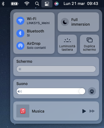 Centro di controllo Mac per duplicazione schermo