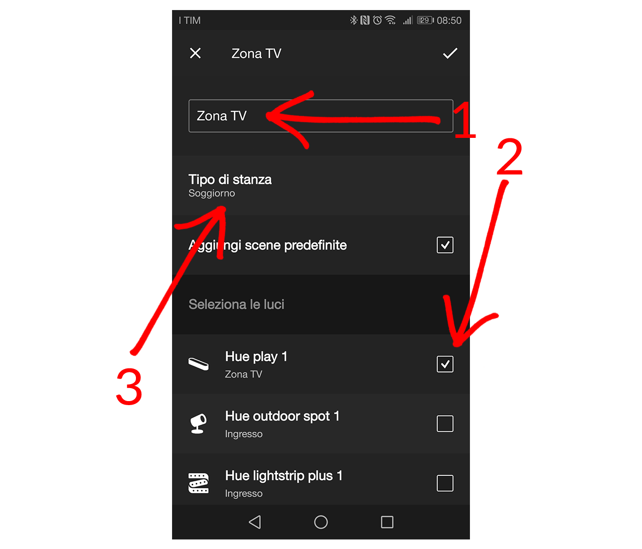 Nominare una stanza con Hue Sync