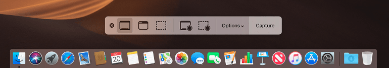 Controlli per la funzione screenshot su Mac.