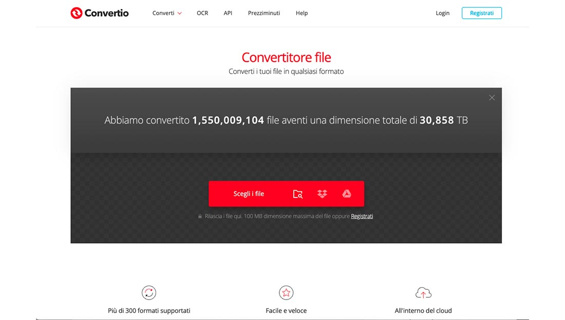 Convertio.co è il sito ideale per convertire i tuoi file