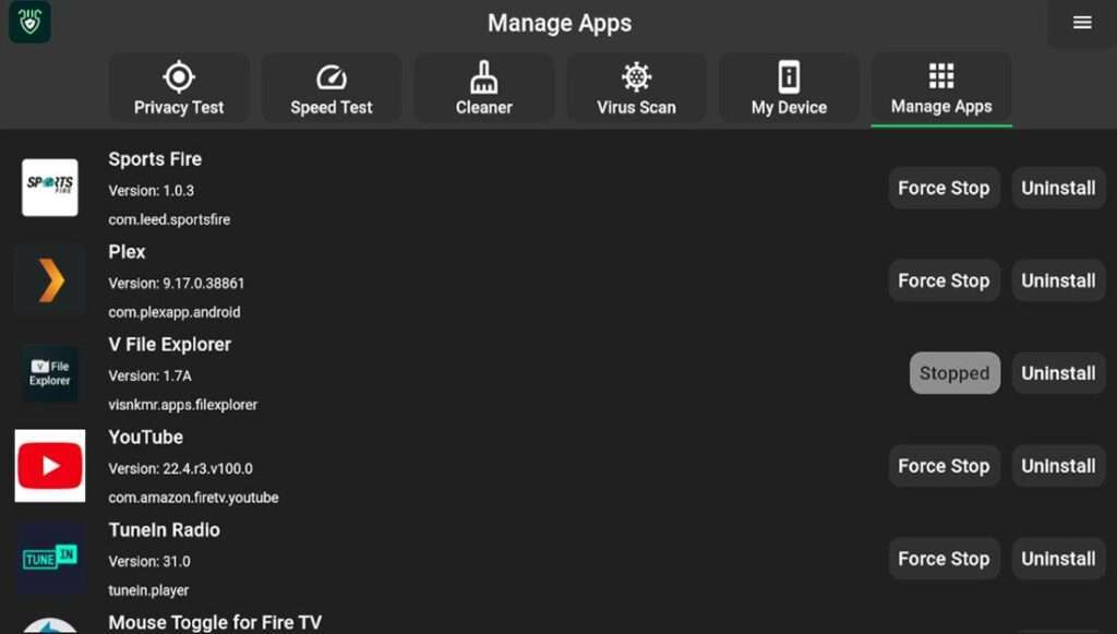 DefSquid funzione Manage App DefSquid funzione Manage App