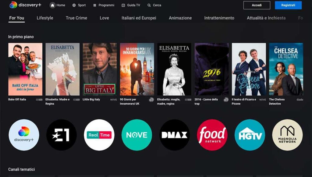 discovery+ dirette TV