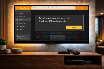 Interfaccia aggiornata di Downloader 2.0 su una Fire TV Stick che mostra le nuove opzioni di navigazione e gestione file