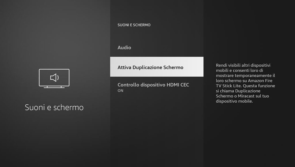 Duplicazione schermo sulla Fire TV