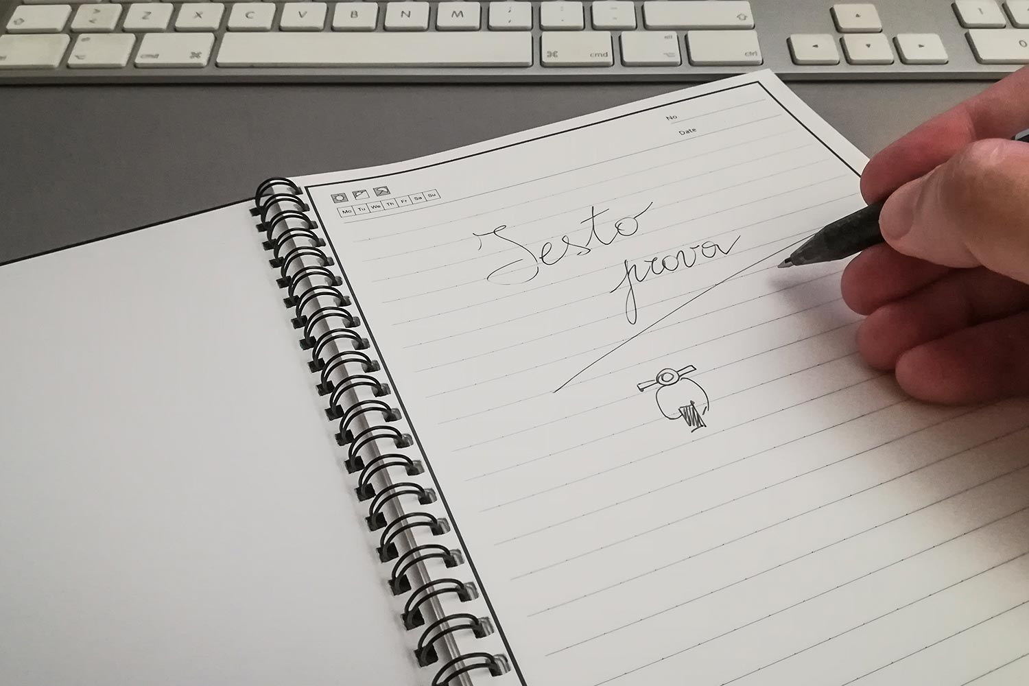 Prova scrittura taccuino cancellabile
