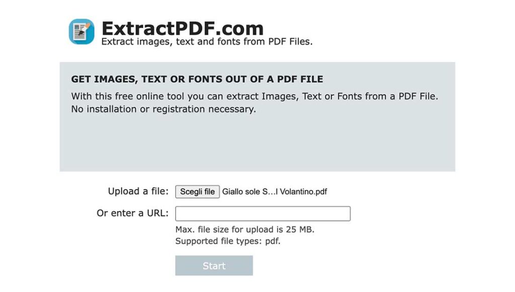 Extract PDF schermata della home