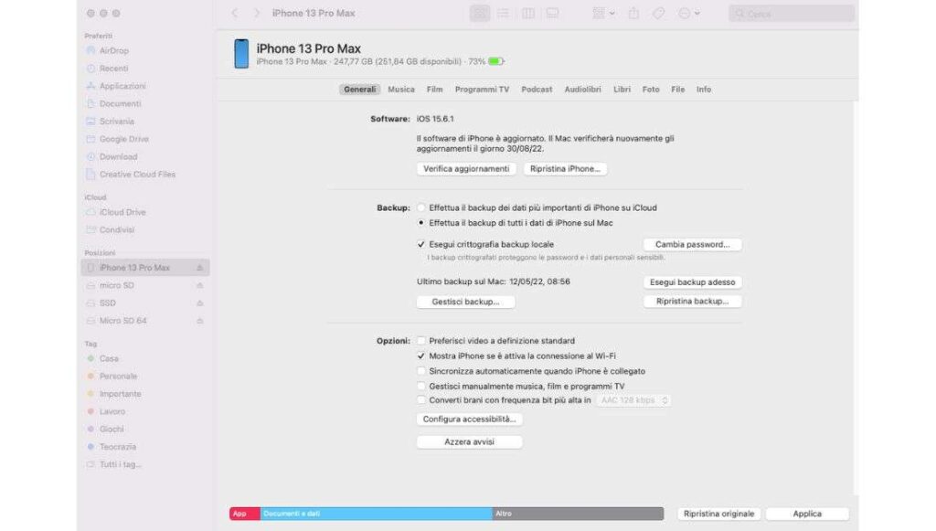 Gestire musica su finder da Mac