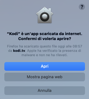 finestra conferma kodi