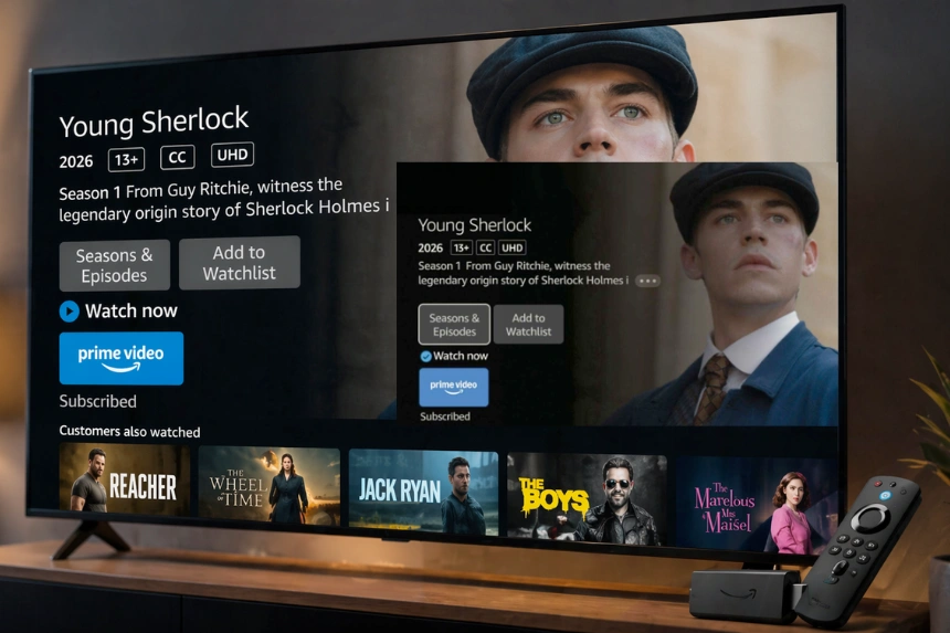 interfaccia Fire TV con testi e menu ingranditi automaticamente per migliorare la leggibilità