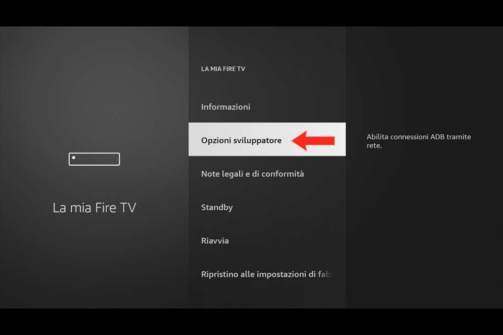 Opzioni sviluppatore sulla Fire TV