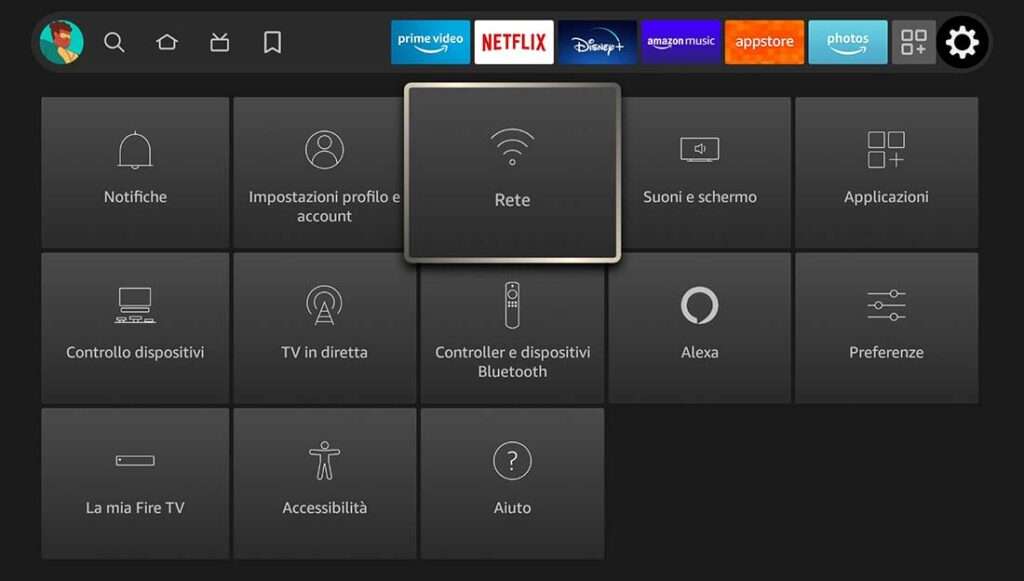 Sezione Rete sulla Fire Stick Sezione Rete sulla Fire Stick