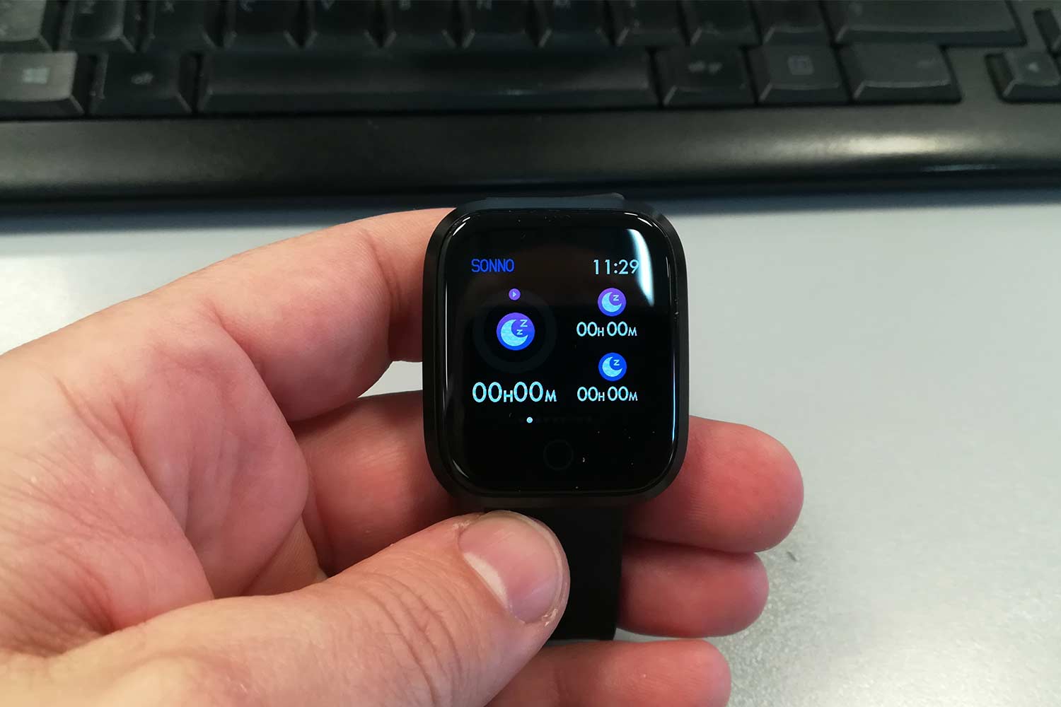 Schermata della funzione Sonno su fitness tracker Riversong