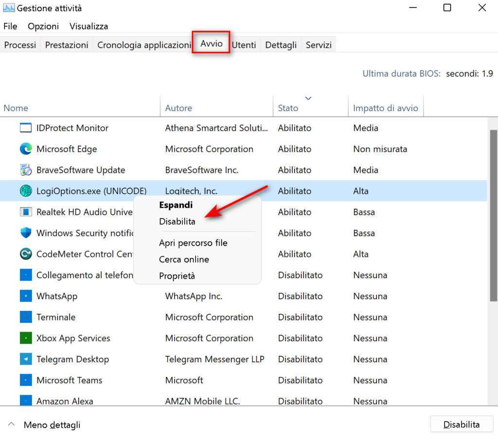 Scheda gestione attività su Windows 11 Scheda gestione attività su Windows 11