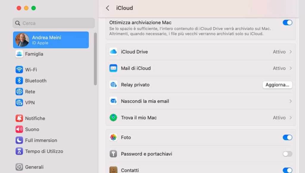 Gestione sincronizzazione iCloud su Mac Gestione sincronizzazione iCloud su Mac