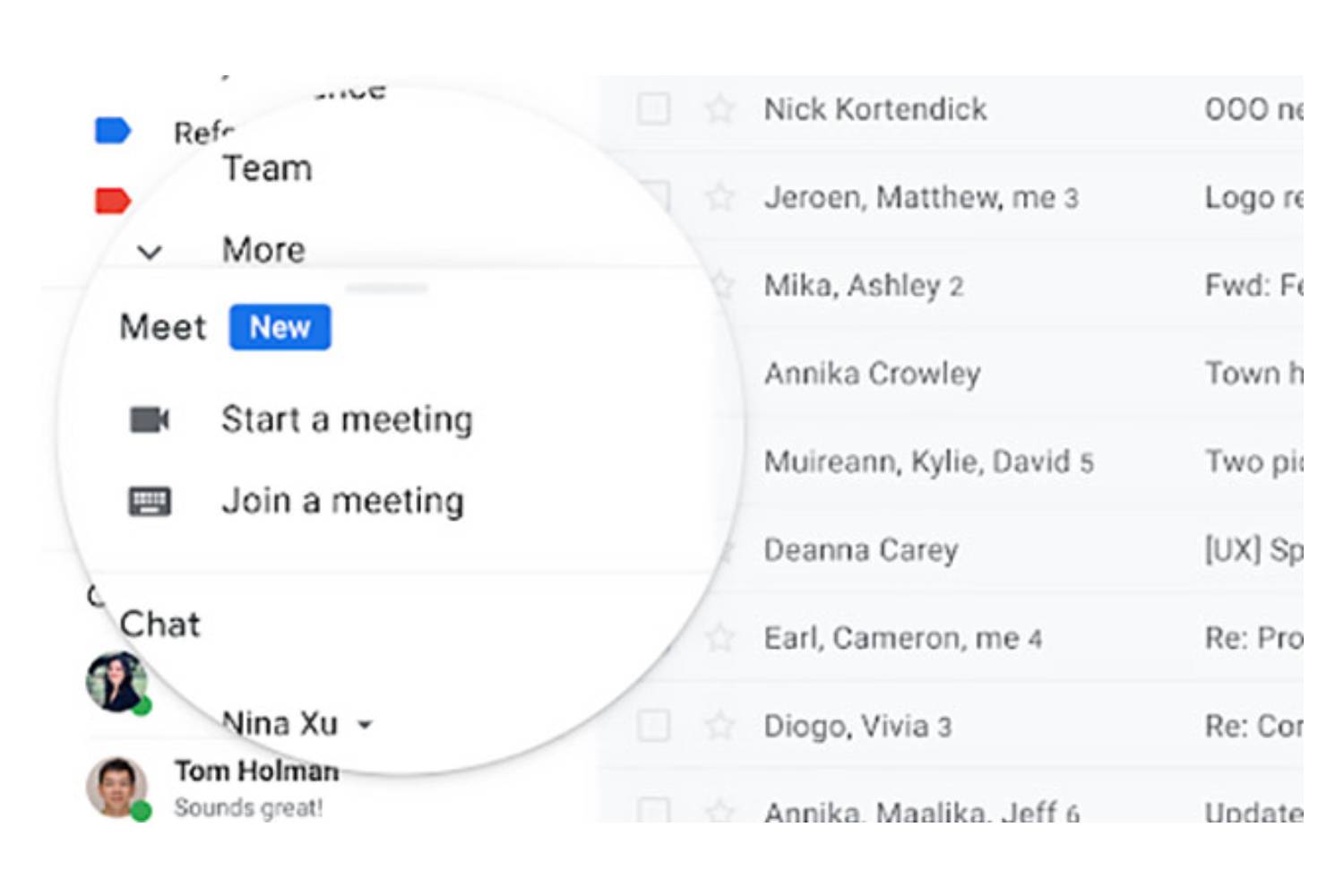 Pulsante videochiamata su Gmail