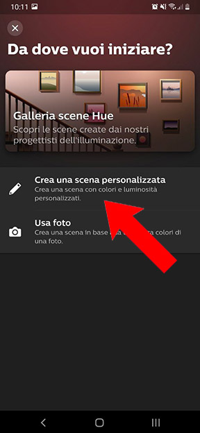 Pulsante per creare scena personalizzata Hue