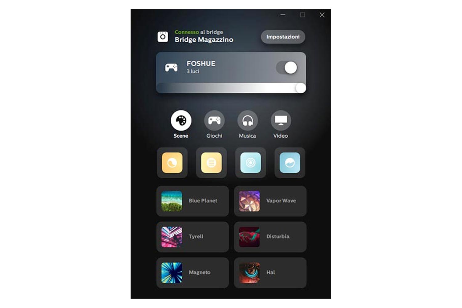 App Hue Sync schermata Scene
