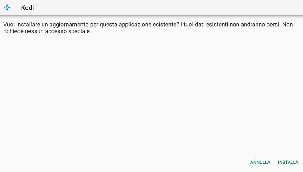 Schermata aggiornamento Kodi Fire TV Schermata aggiornamento Kodi Fire TV