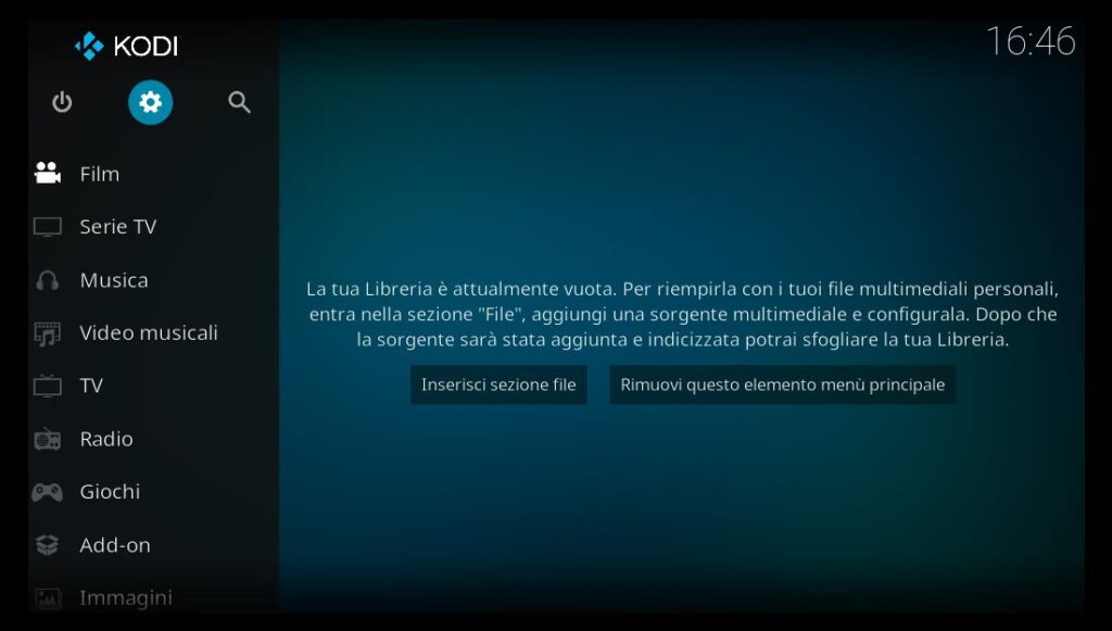 Kodi sezione impostazioni