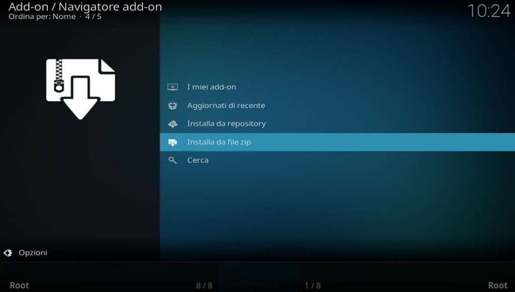Kodi: installa da file