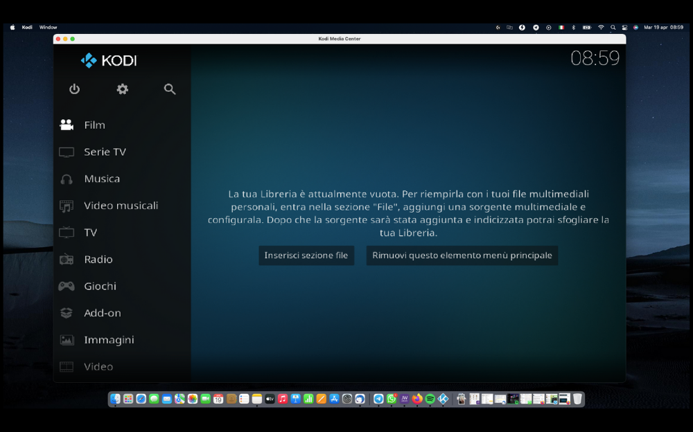 Kodi macOS funzionante.