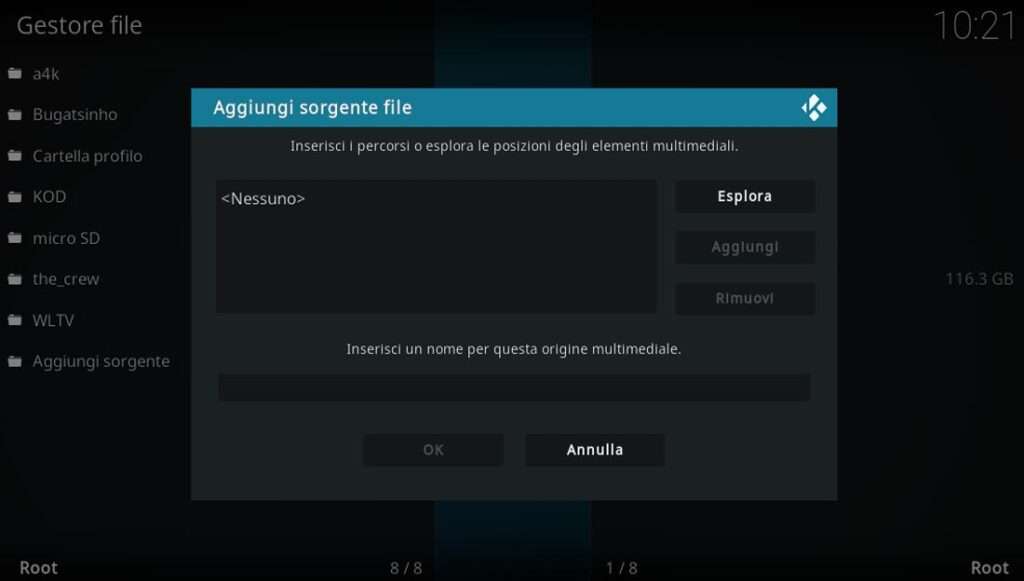Kodi: URL nuova sorgente