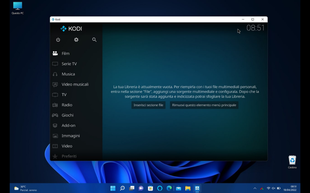 kodi su Windows 11.